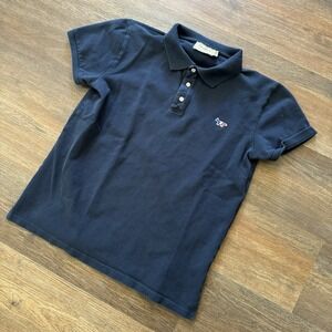Maison Kitsune Navy Blue Polo Shirt Men's Sz Small Paris Fox Logo